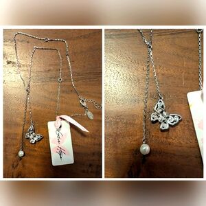 NWT White House Black Market Butterfly/Faux Pearl Necklace